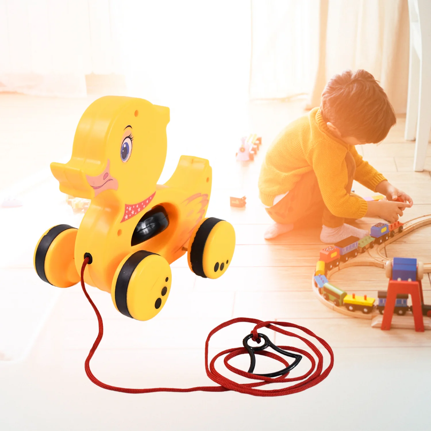 Pull Along Toy with Attractive Design, Developmental Toy for Girl Boy (Duck) - Image 6