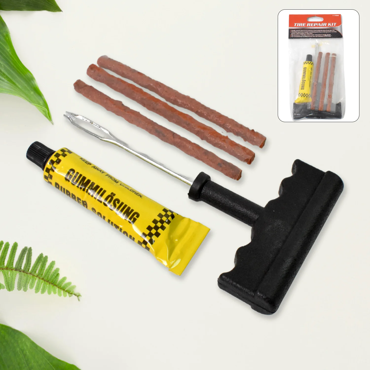 Tyre Puncture Repair Kit with 3 Seal Strips (5 Pcs Set) - Image 3
