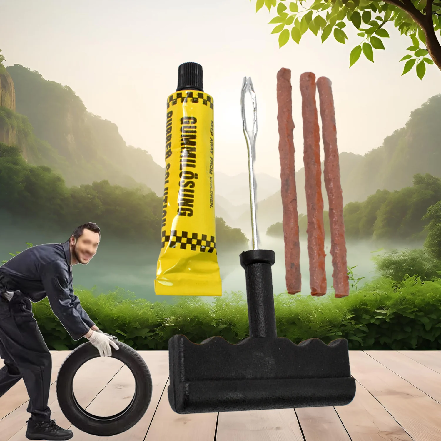Tyre Puncture Repair Kit with 3 Seal Strips (5 Pcs Set) - Image 7