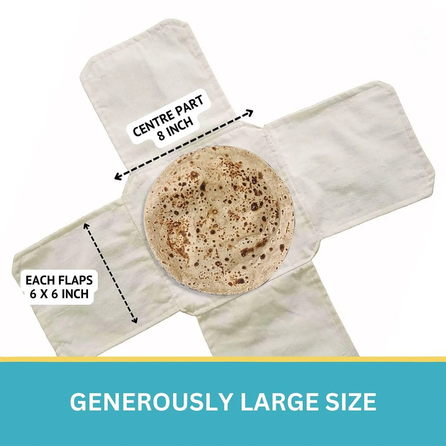 Pure Cotton Roti Mate Cloth, Round roti Cover (51 × 51 Cm, 1 Pc) - Image 7