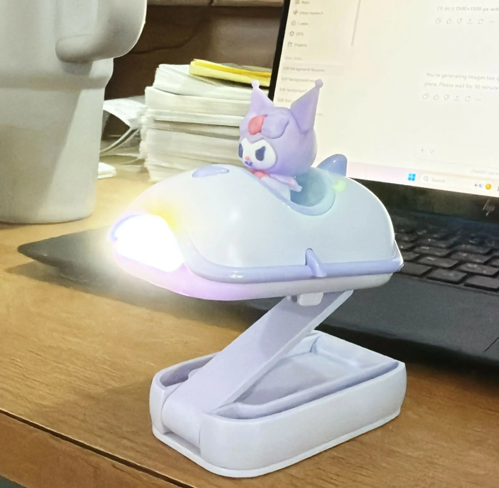 Purple Mini Folding LED Car Night Light with Clamp Base for Kids - Image 6