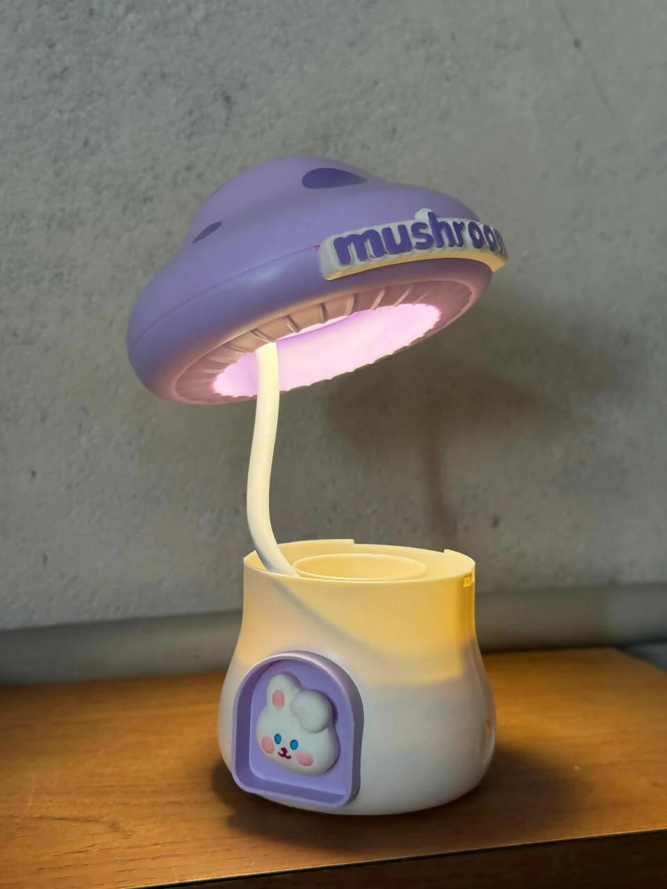 Purple Mushroom LED Study Lamp with Pencil Sharpener & USB Charging - Image 7