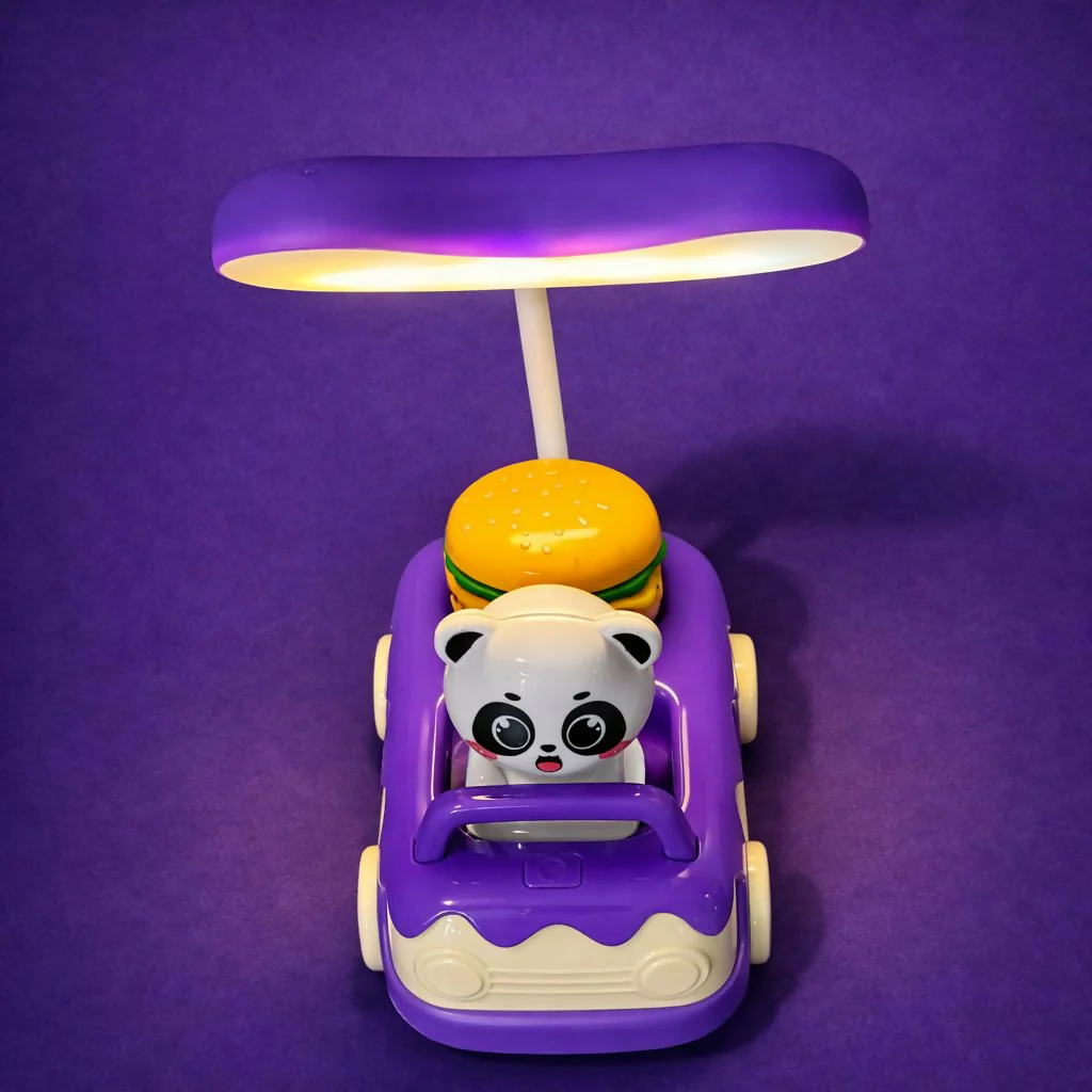 Purple Panda Car LED Desk Lamp with Pen Holder Kids Study Table Lamp - Image 3