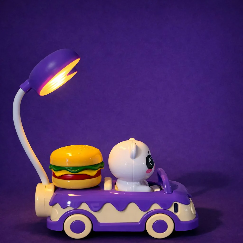 Purple Panda Car LED Desk Lamp with Pen Holder Kids Study Table Lamp - Image 4