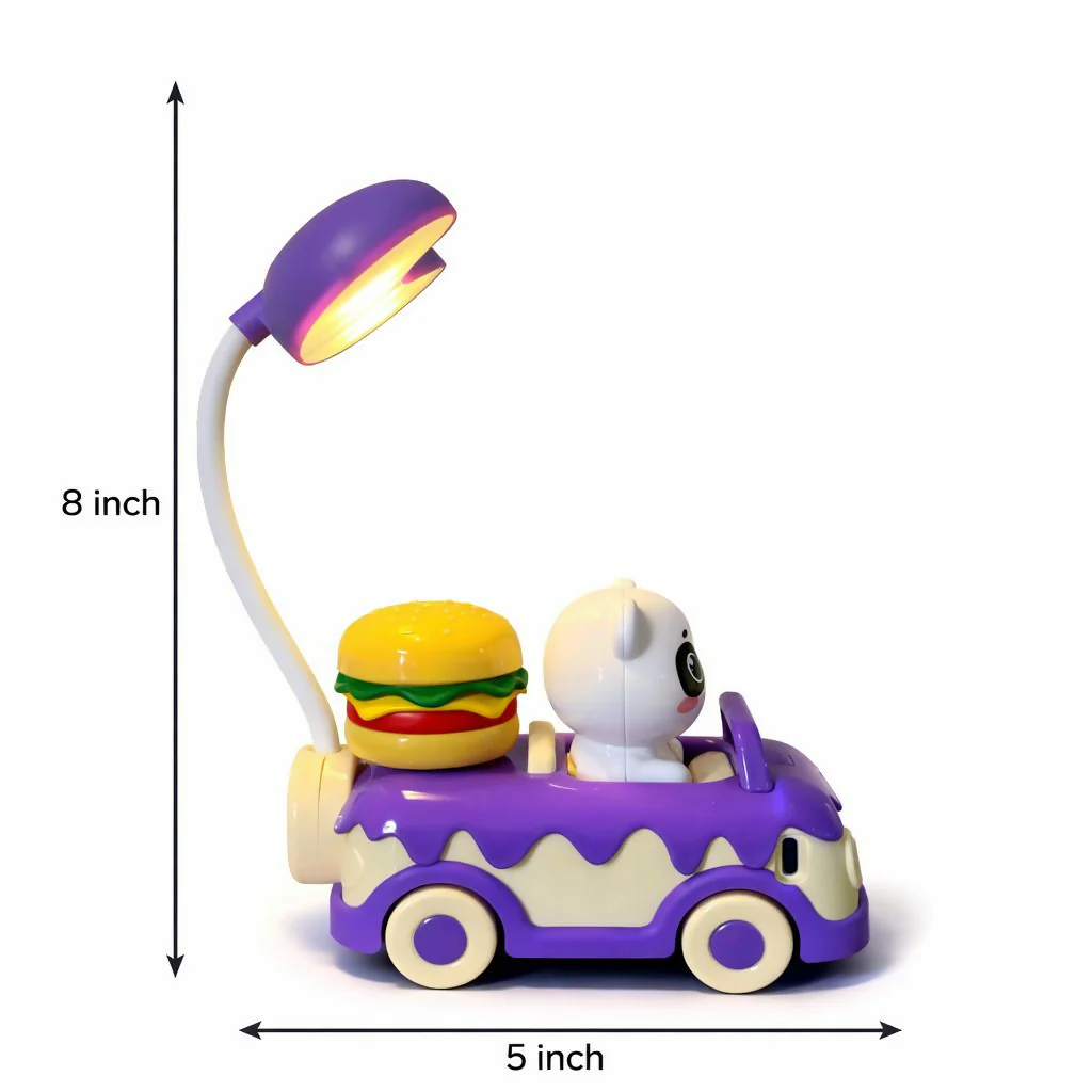 Purple Panda Car LED Desk Lamp with Pen Holder Kids Study Table Lamp - Image 5