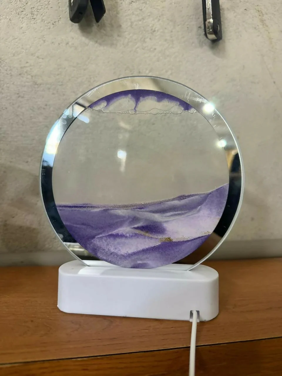 Purple Round Moving Sand Art LED Lamp Decorative Desk Night Light - Image 5