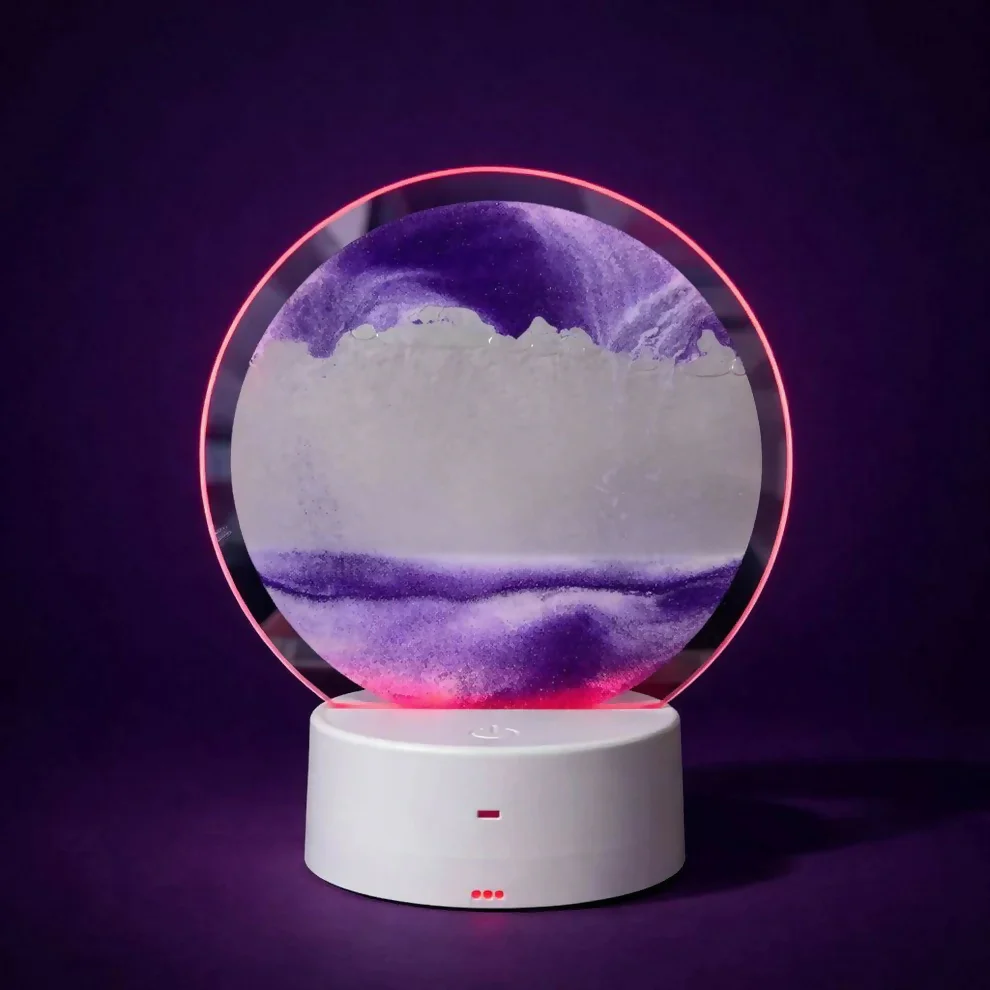 Purple Round Moving Sand Art LED Lamp Decorative Night Light - Image 4