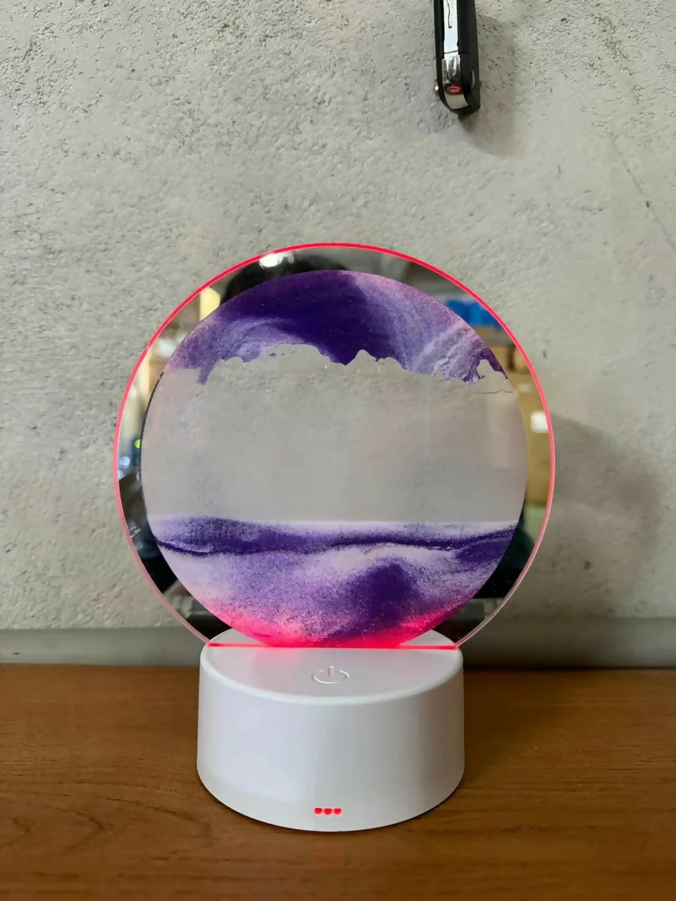 Purple Round Moving Sand Art LED Lamp Decorative Night Light - Image 5