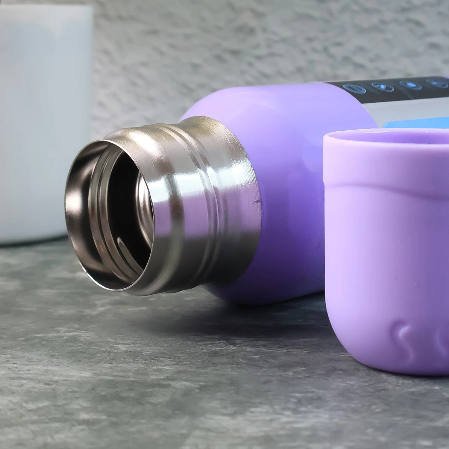 Purple Vacuum Flask Set – Stainless Steel Thermos with 3 Cups, Approx 500ml - Image 6