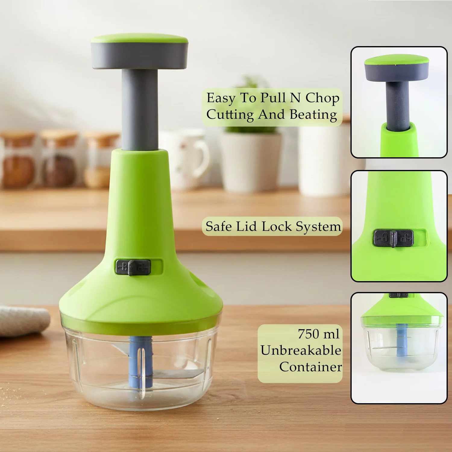 Push-Down Vegetable & Fruit Chopper (B-Grade / 750 ML) - Image 3