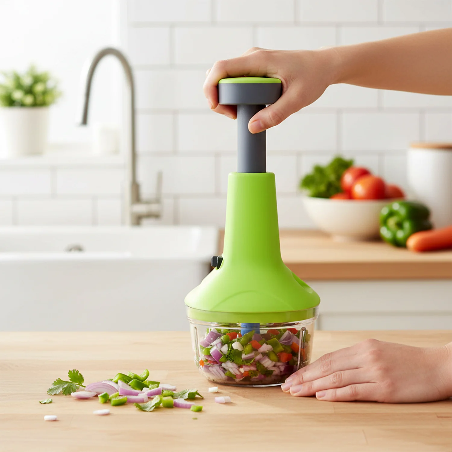 Push-Down Vegetable & Fruit Chopper (B-Grade / 750 ML) - Image 6
