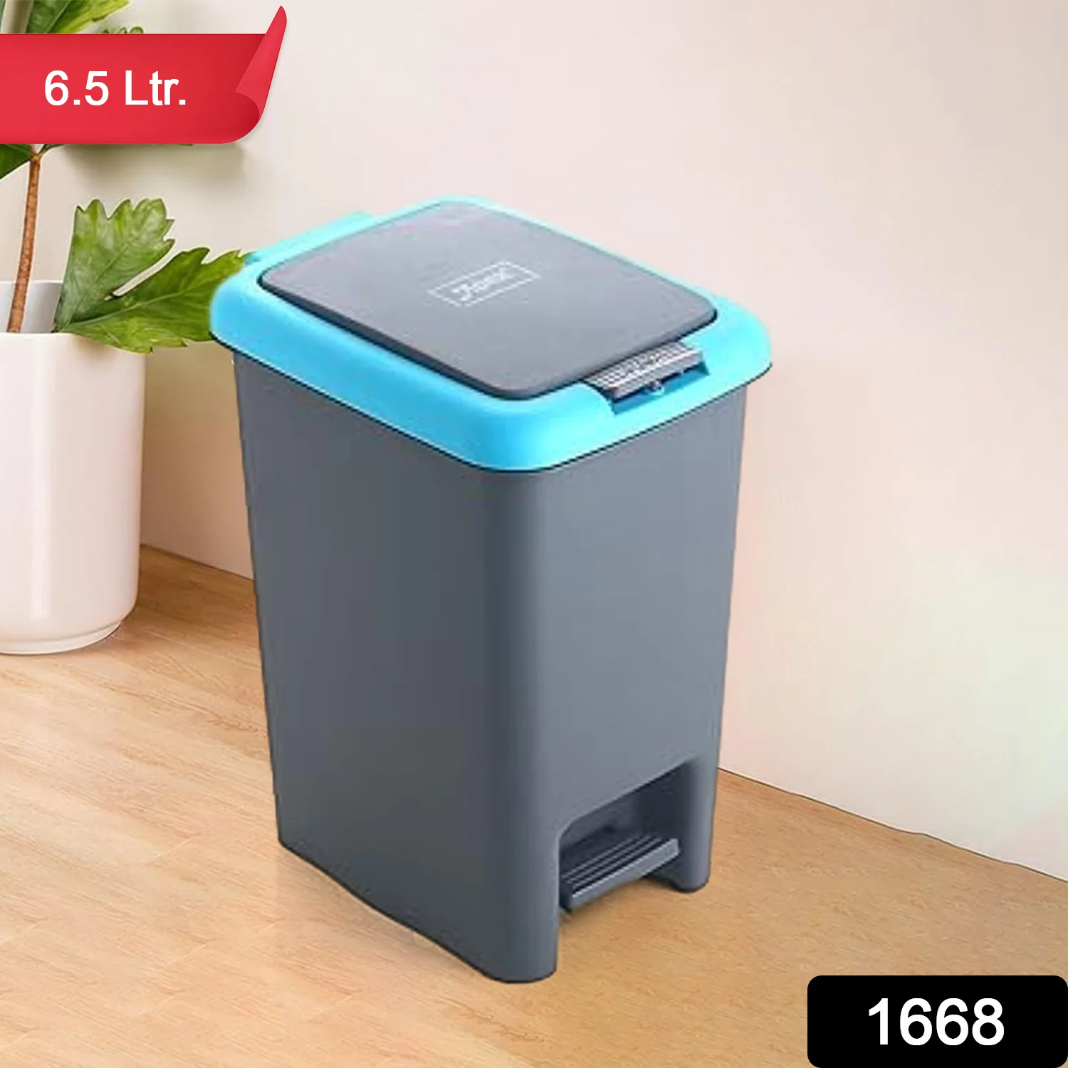 Apex Plastic Push N Pedal Dust Bin 6.5 Liters (1 Pc / Mix Color) - Image 2