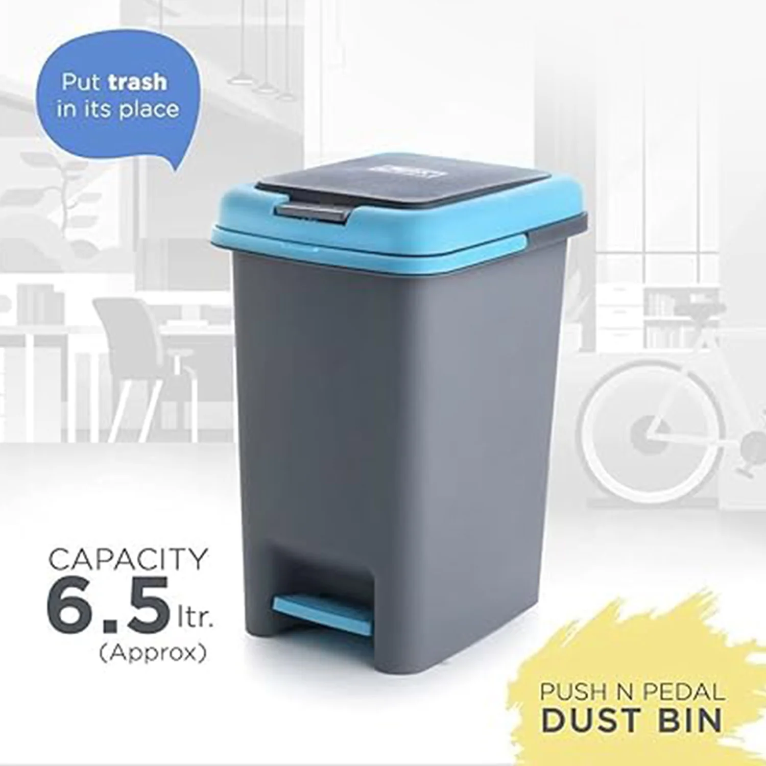 Apex Plastic Push N Pedal Dust Bin 6.5 Liters (1 Pc / Mix Color) - Image 7