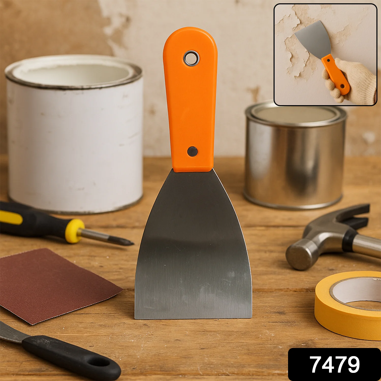 Putty Knife Set with Soft Rubber Handle (1 Pc) - Image 2