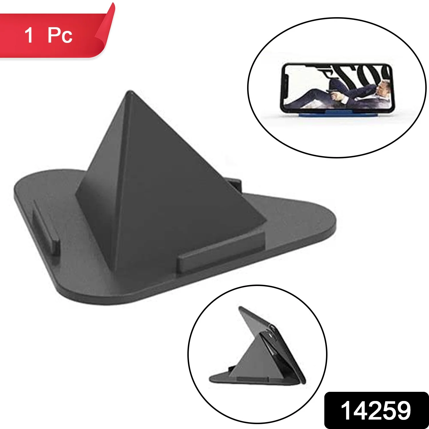 Pyramid Black Mobile Stand with 3 Different Inclined Angles - Image 2