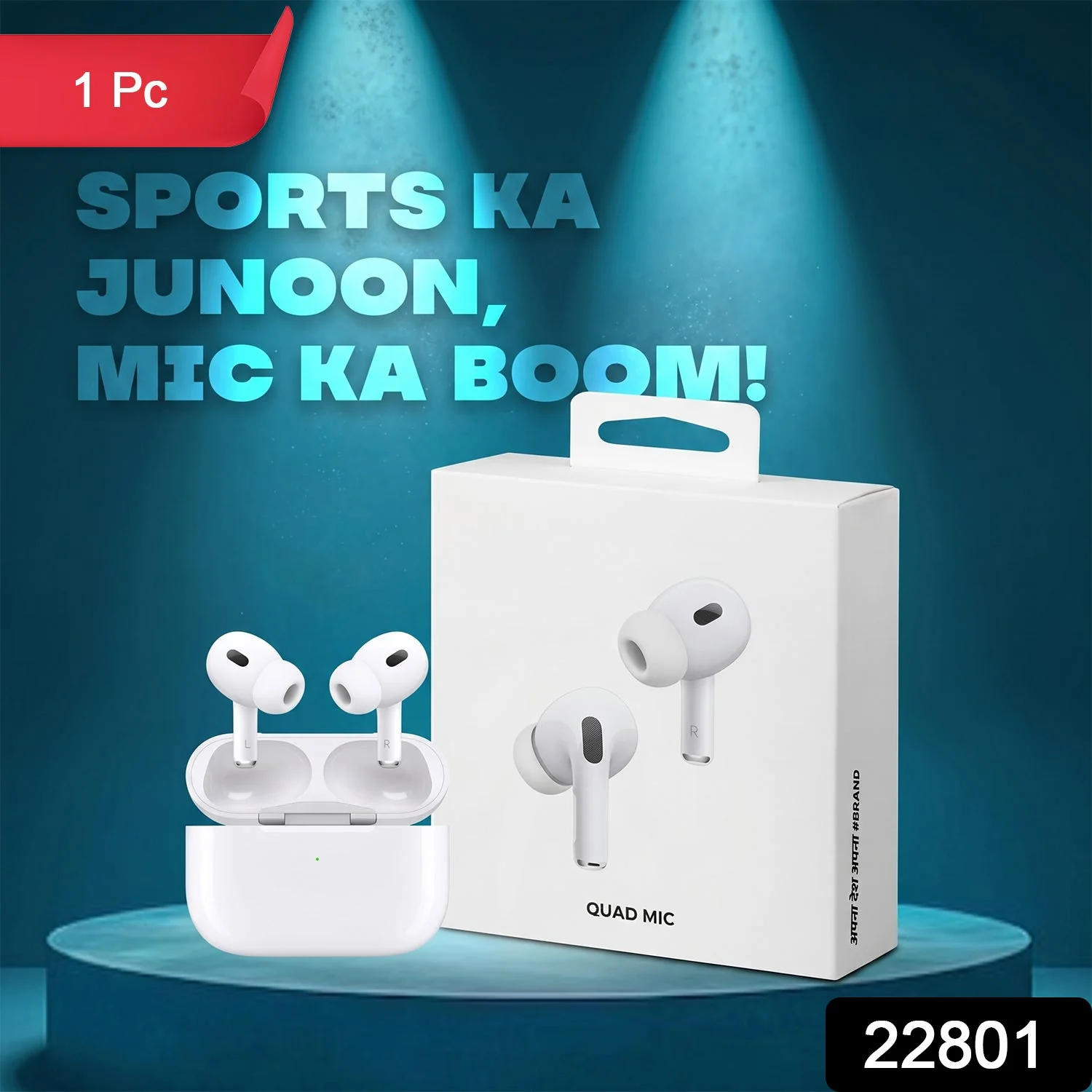 Quad Mic Wireless Bluetooth Earbuds (1 Pc) - Image 2