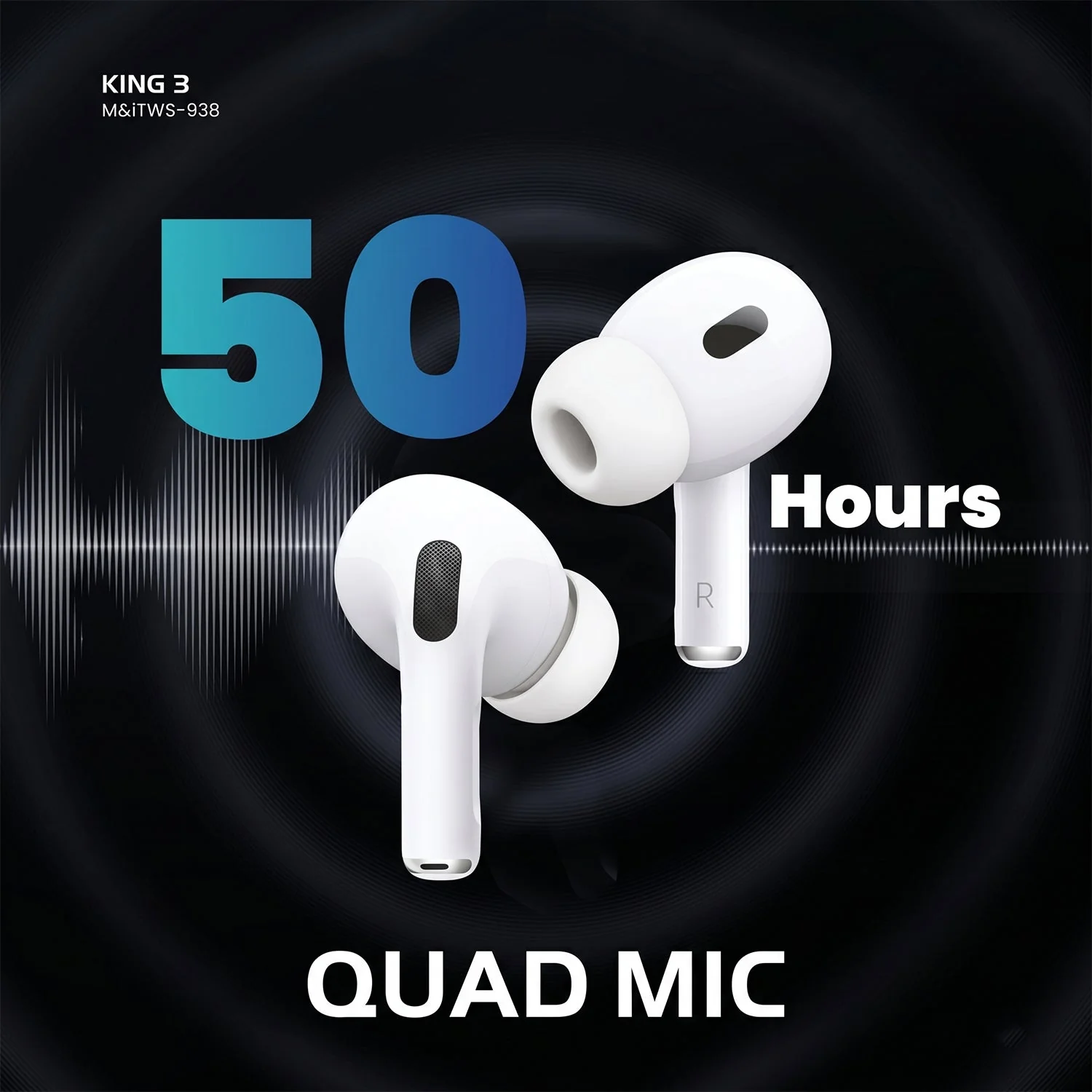 Quad Mic Wireless Bluetooth Earbuds (1 Pc) - Image 4