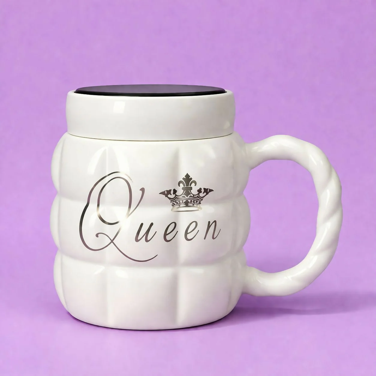 Queen Printed Ceramic Mug with Lid Mirror Stylish Coffee Cup - Image 3