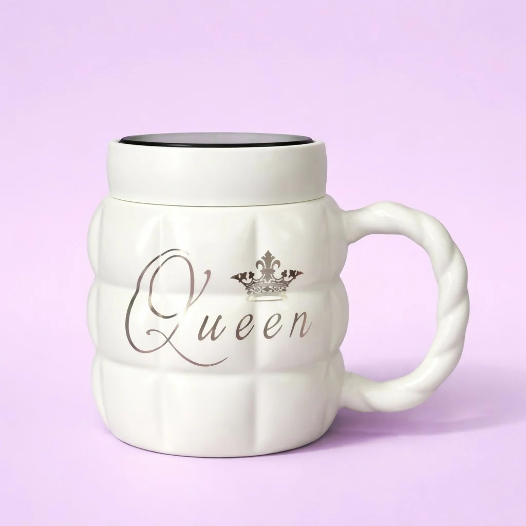 Queen Printed Ceramic Mug with Mirror Base Coffee Cup - Image 2