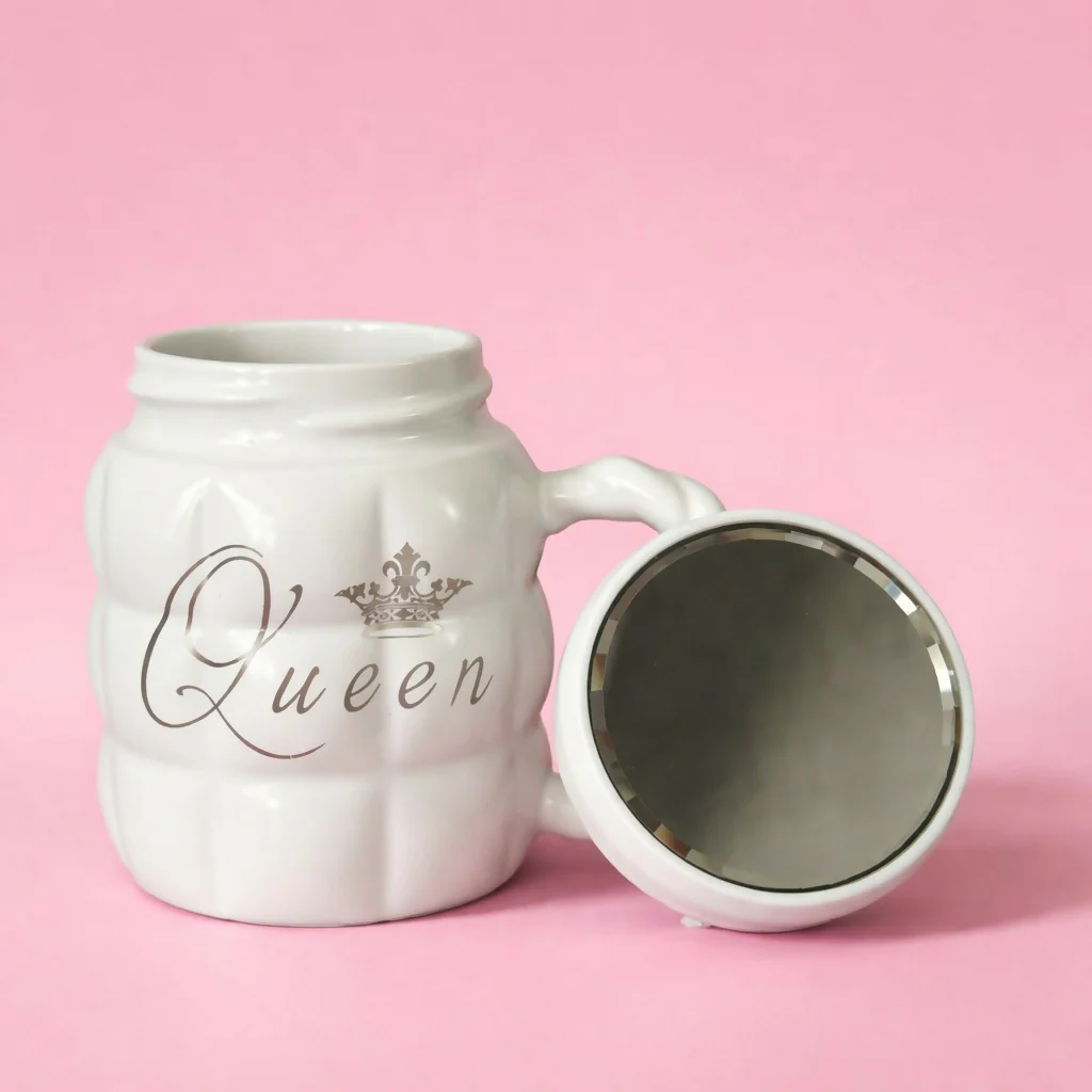 Queen Printed Ceramic Mug with Mirror Base Coffee Cup - Image 3