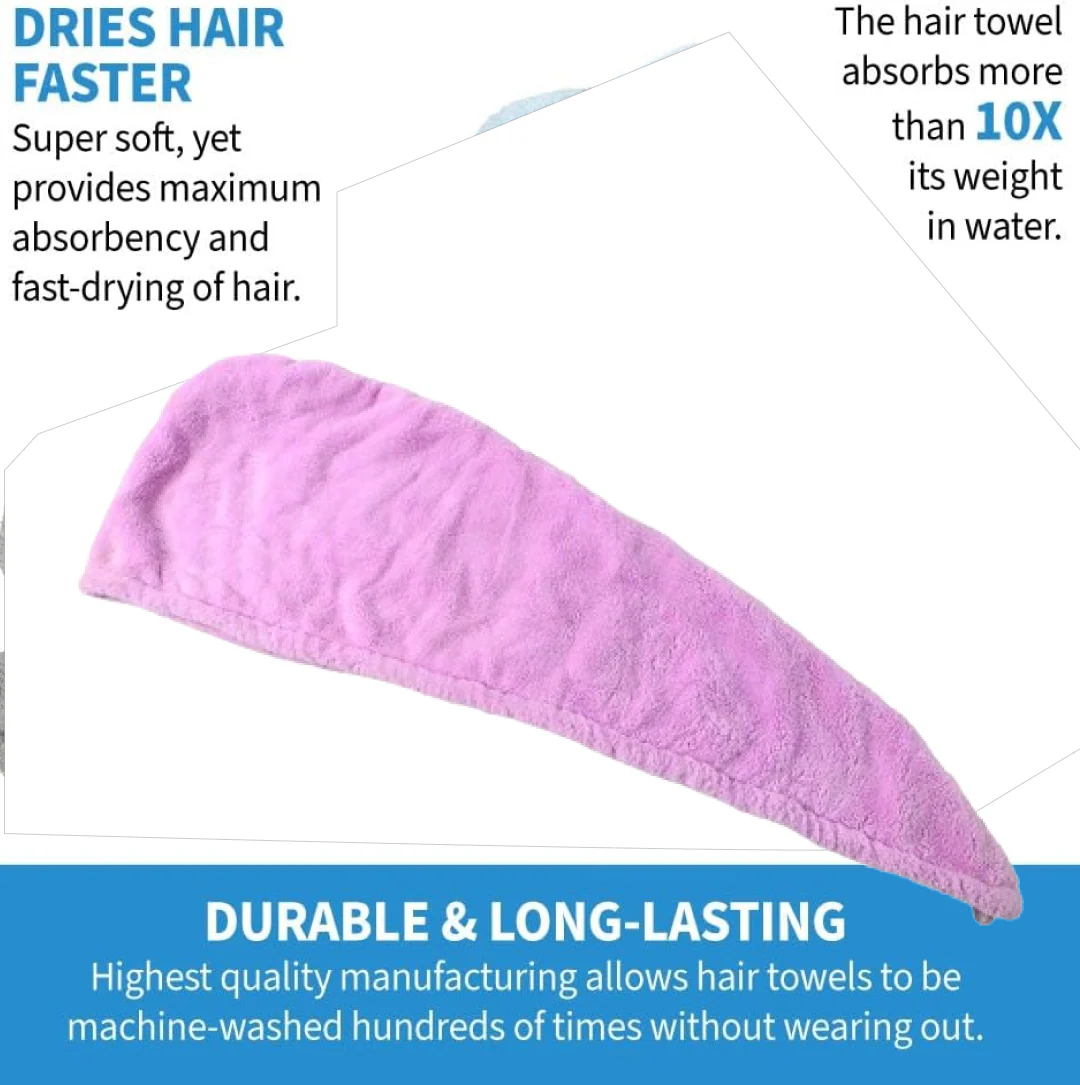 Quick Turban Hair-Drying Absorbent Microfiber Towel (1 Pc / Mix Design) - Image 3