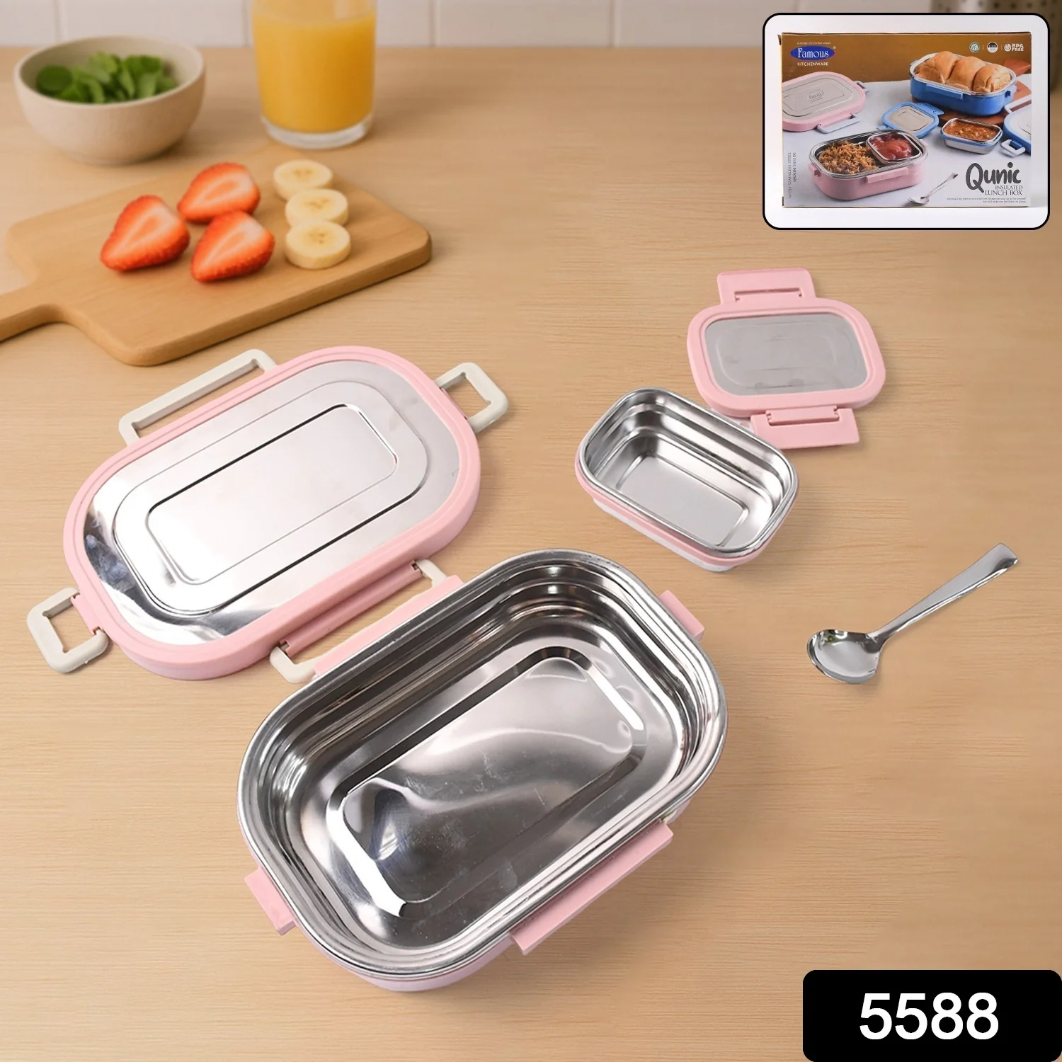 Qunic Stainless Steel Snack Lunch Box (With Small Box) - Image 2