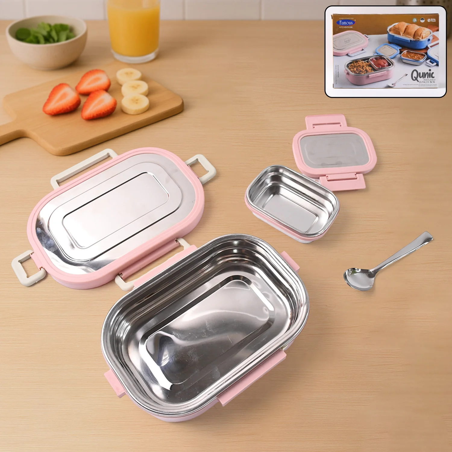 Qunic Stainless Steel Snack Lunch Box (With Small Box) - Image 3