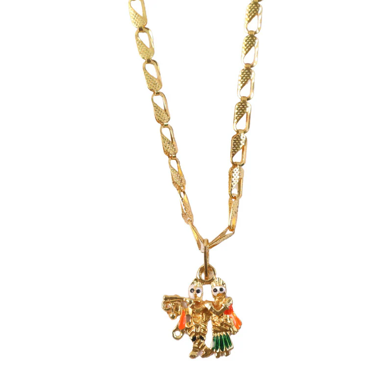 Radha Krishna Dancing Couple Pendant with Designer Chain - Image 4