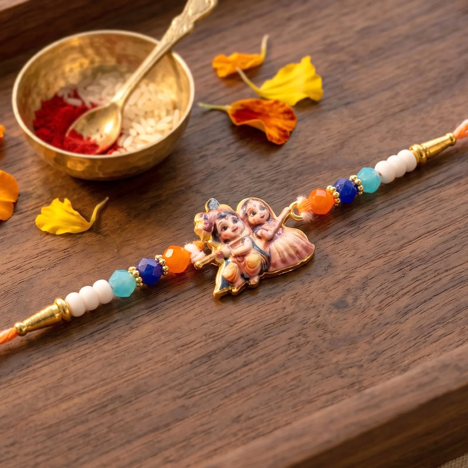 Radha Krishna Devotional Designer Rakhi - Image 2