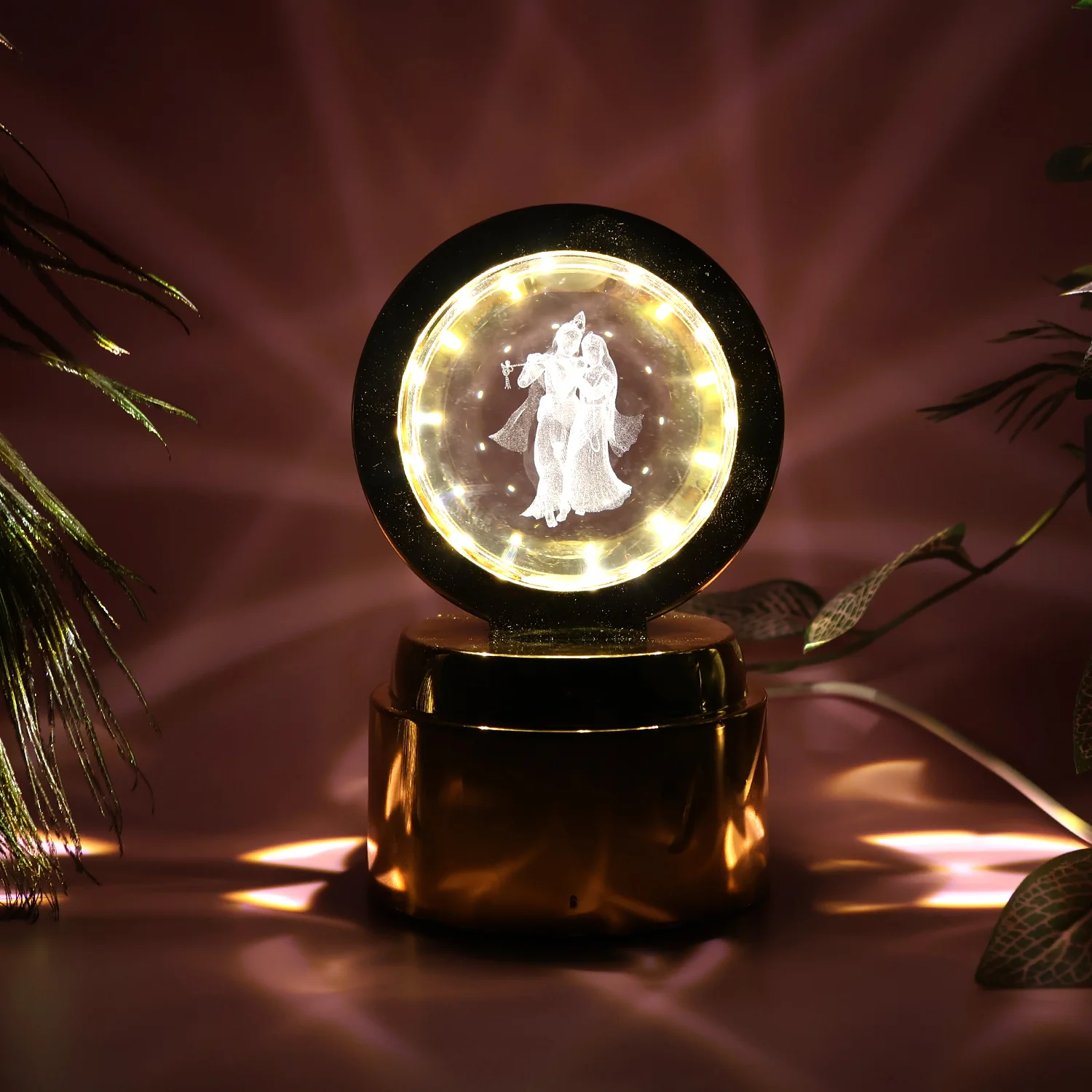Radhe Krishna Crystal Ball Night Light – 1 Pc - Image 6