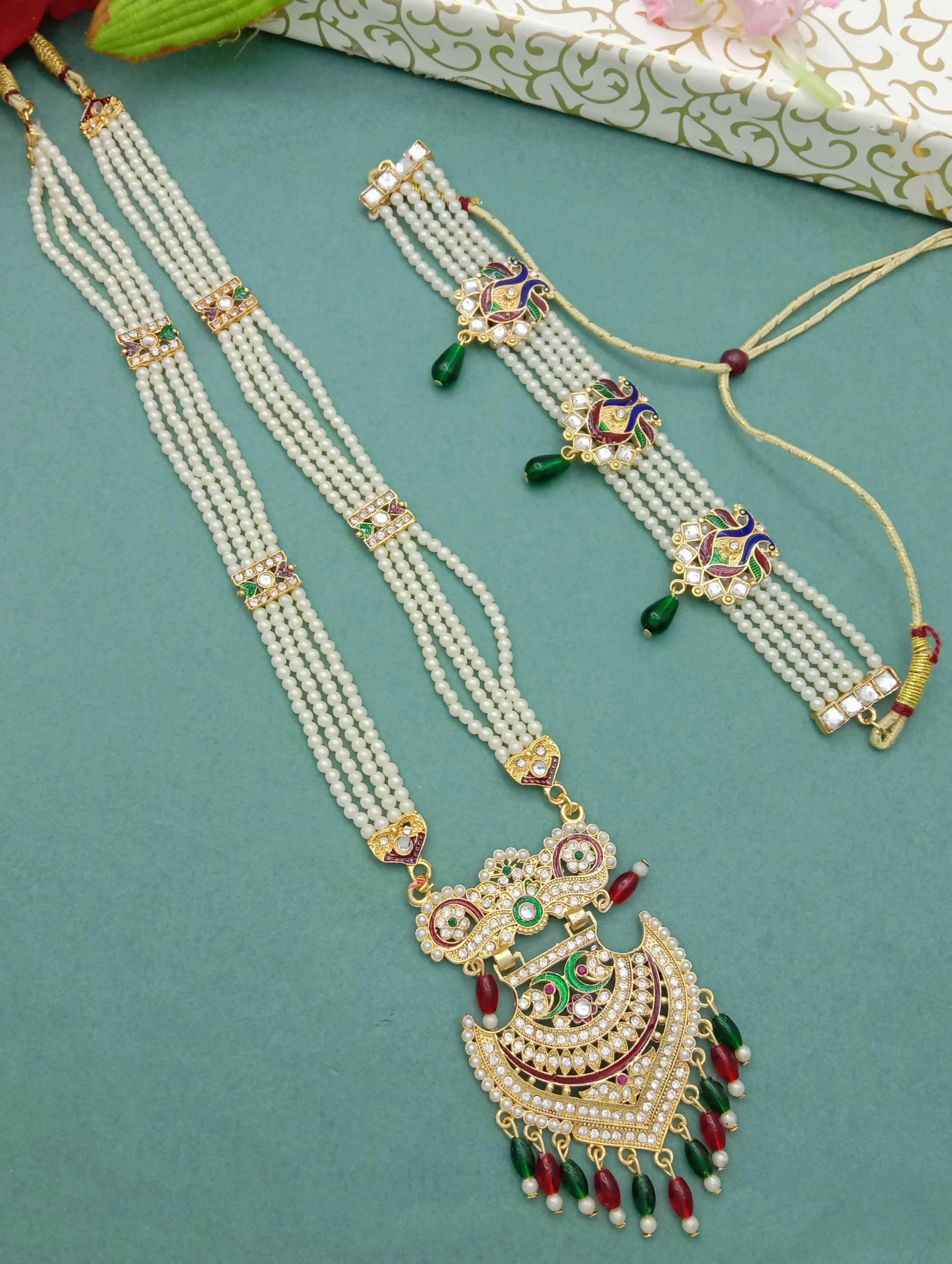 RAJASTHANI MOTI RANI HAR WITH CHOKER SET - Image 3