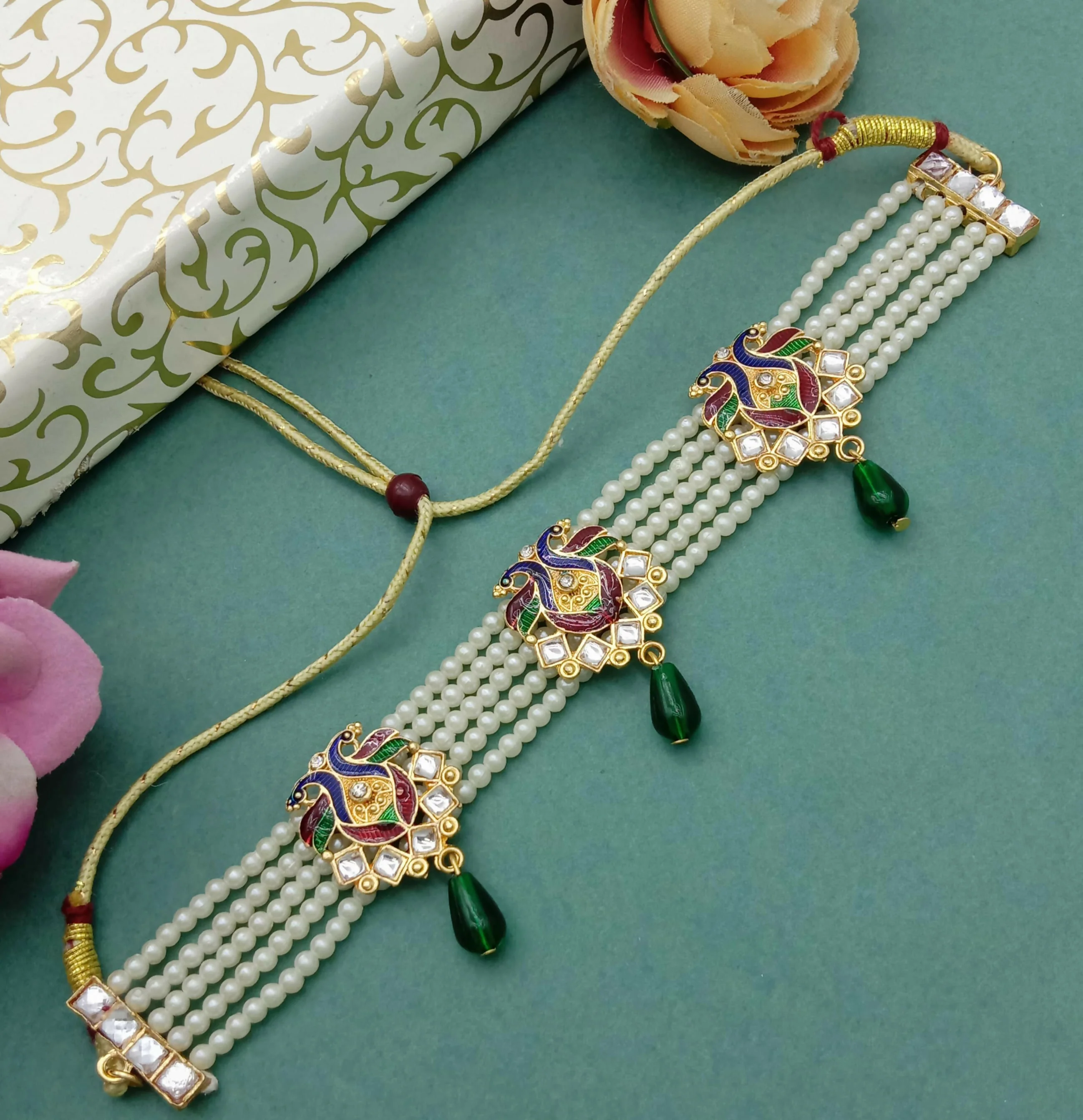 RAJASTHANI MOTI RANI HAR WITH CHOKER SET - Image 4