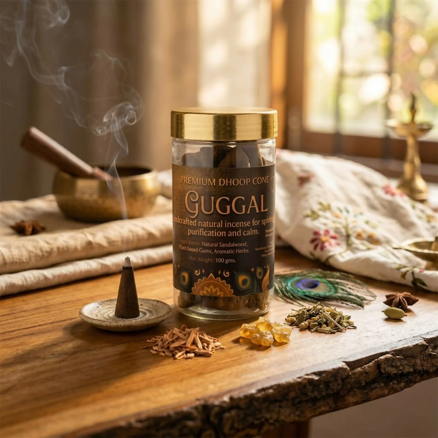 Guggal Dhoop Cones for Pooja & Meditation with Long Lasting Aroma (100gm) - Image 2