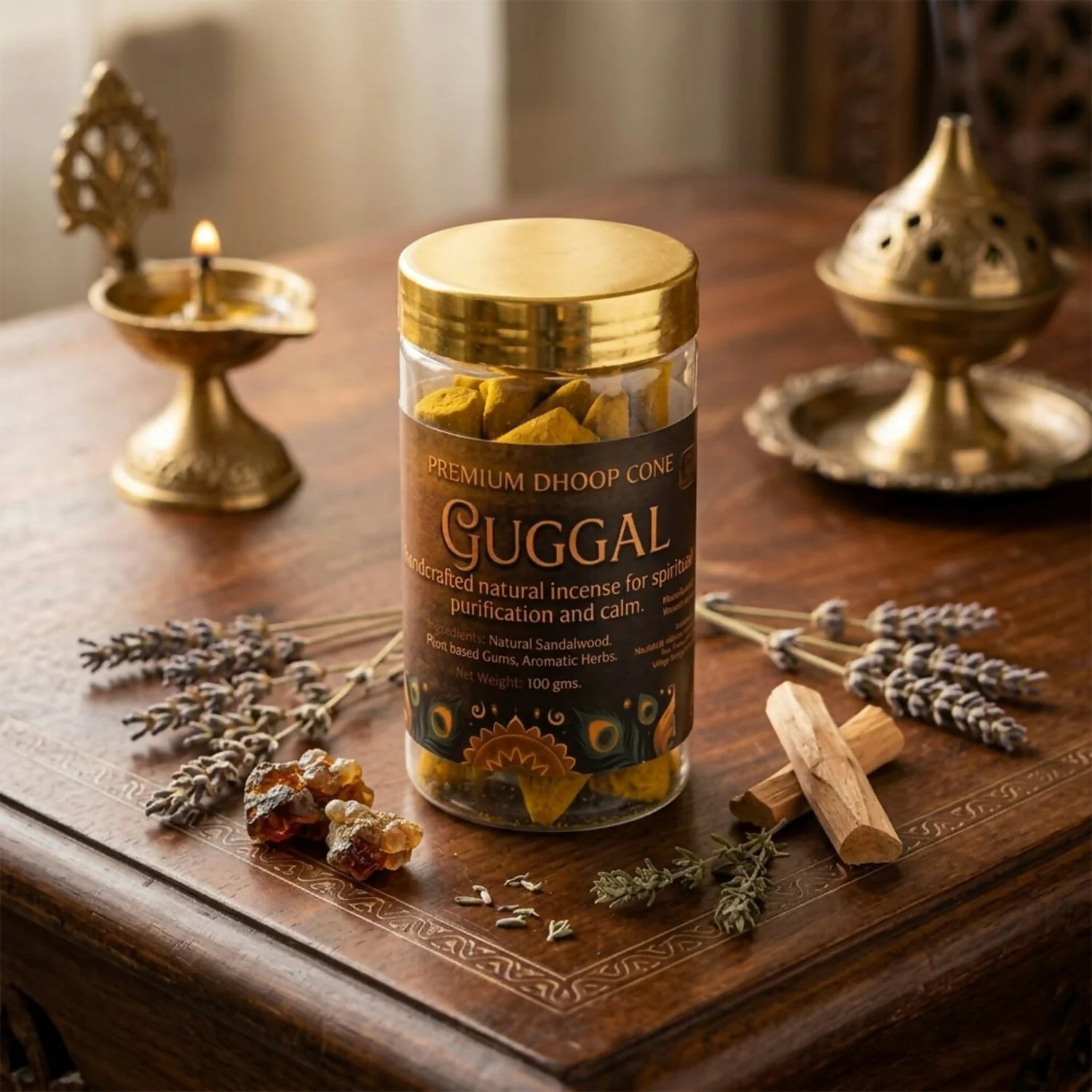 Guggal Dhoop Cones for Pooja & Meditation with Long Lasting Aroma (100gm) - Image 5