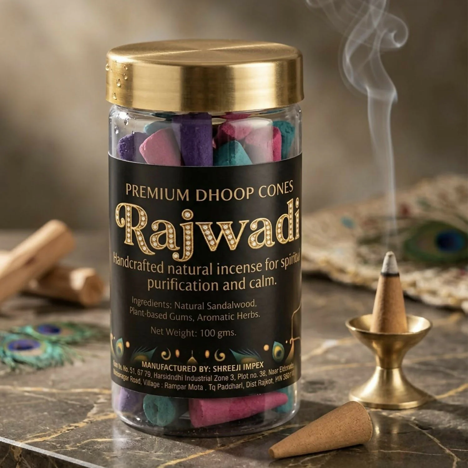Rajwadi Premium Dhoop Cones for Spiritual Use with Slow Burning Fragrance (100gm) - Image 3