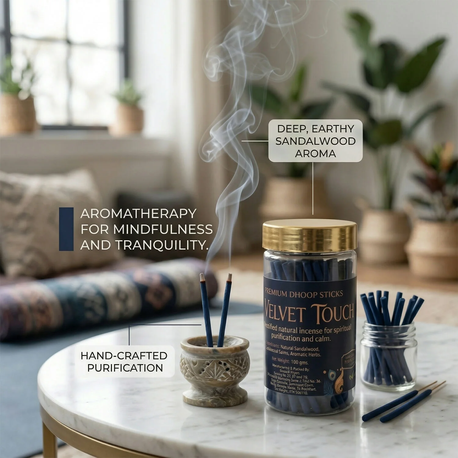 Velvet Touch Dhoop Sticks for Pooja with Long Lasting Aroma (100gm) - Image 2
