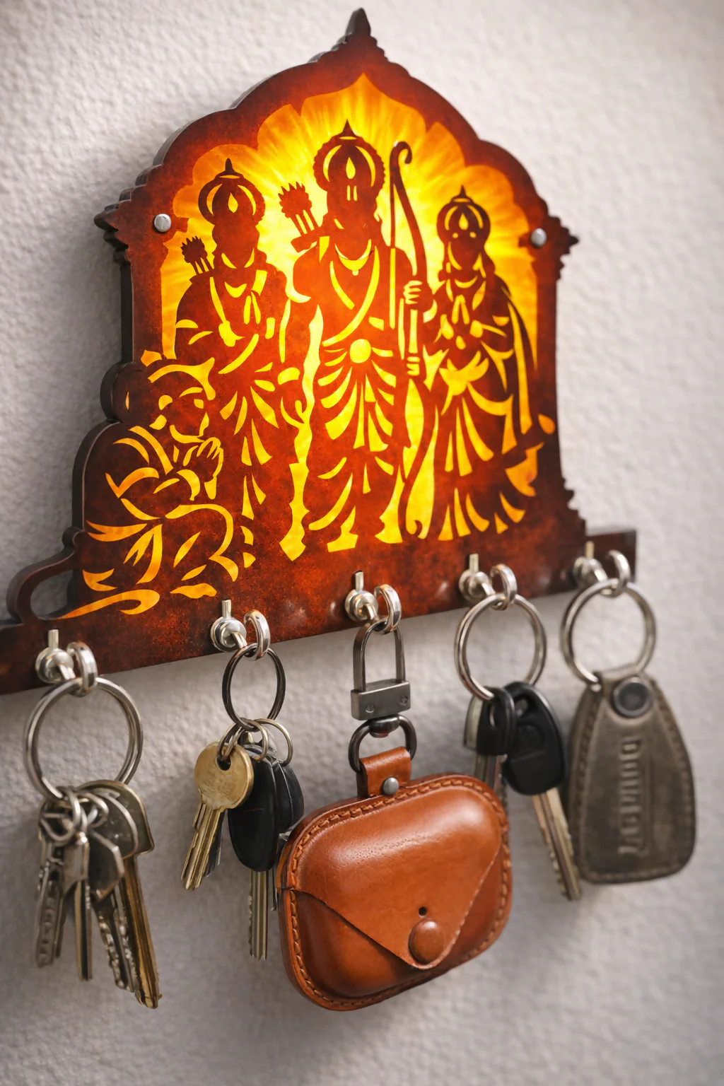 Ram Darbar Wooden Key Hanger for Home Entrance Wall Decor Key Holder Stand - Image 4