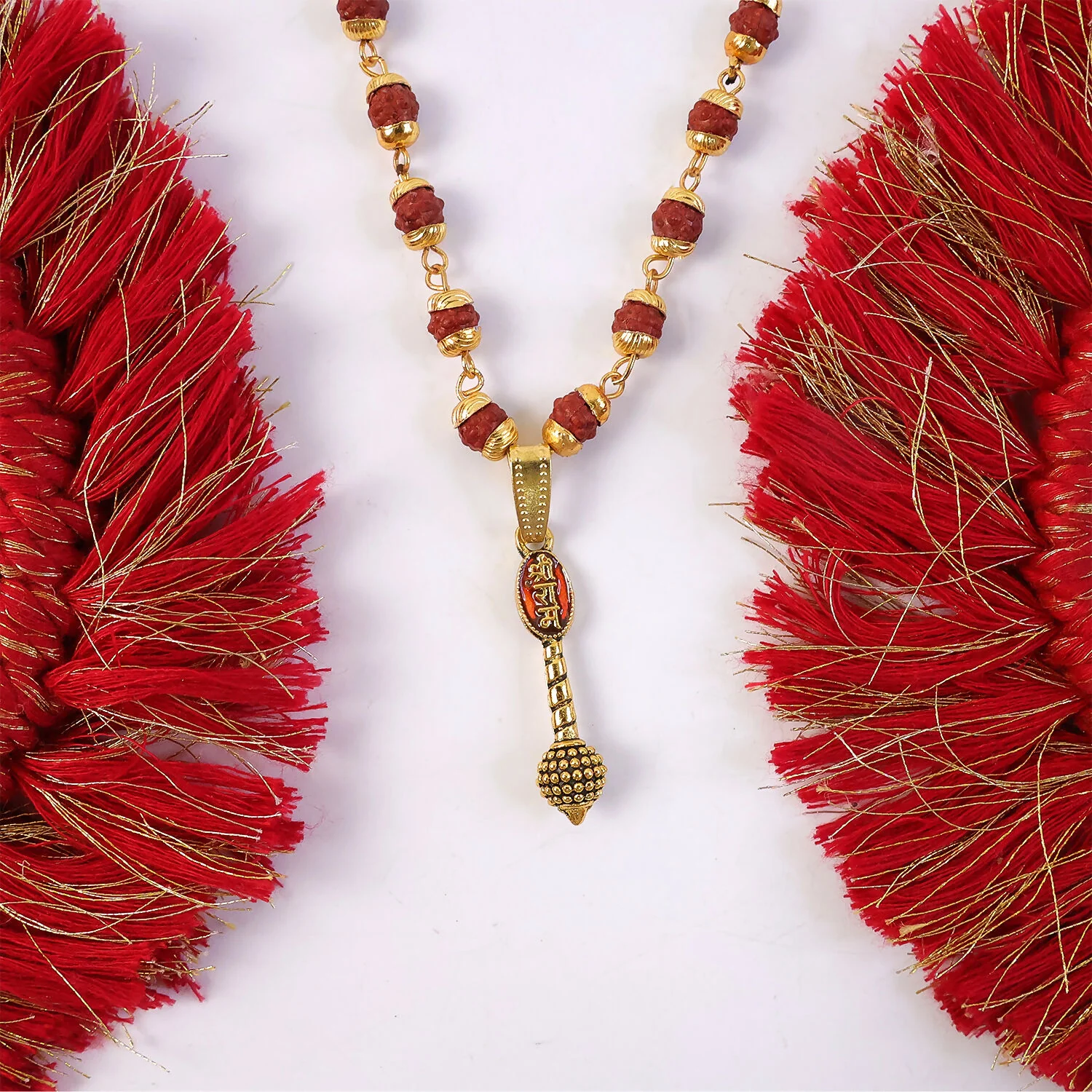Ram Naam Gada Gold Pendant & Rudraksha Mala - Image 2