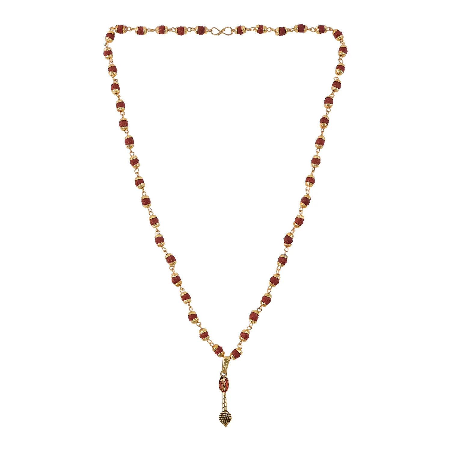 Ram Naam Gada Gold Pendant & Rudraksha Mala - Image 5