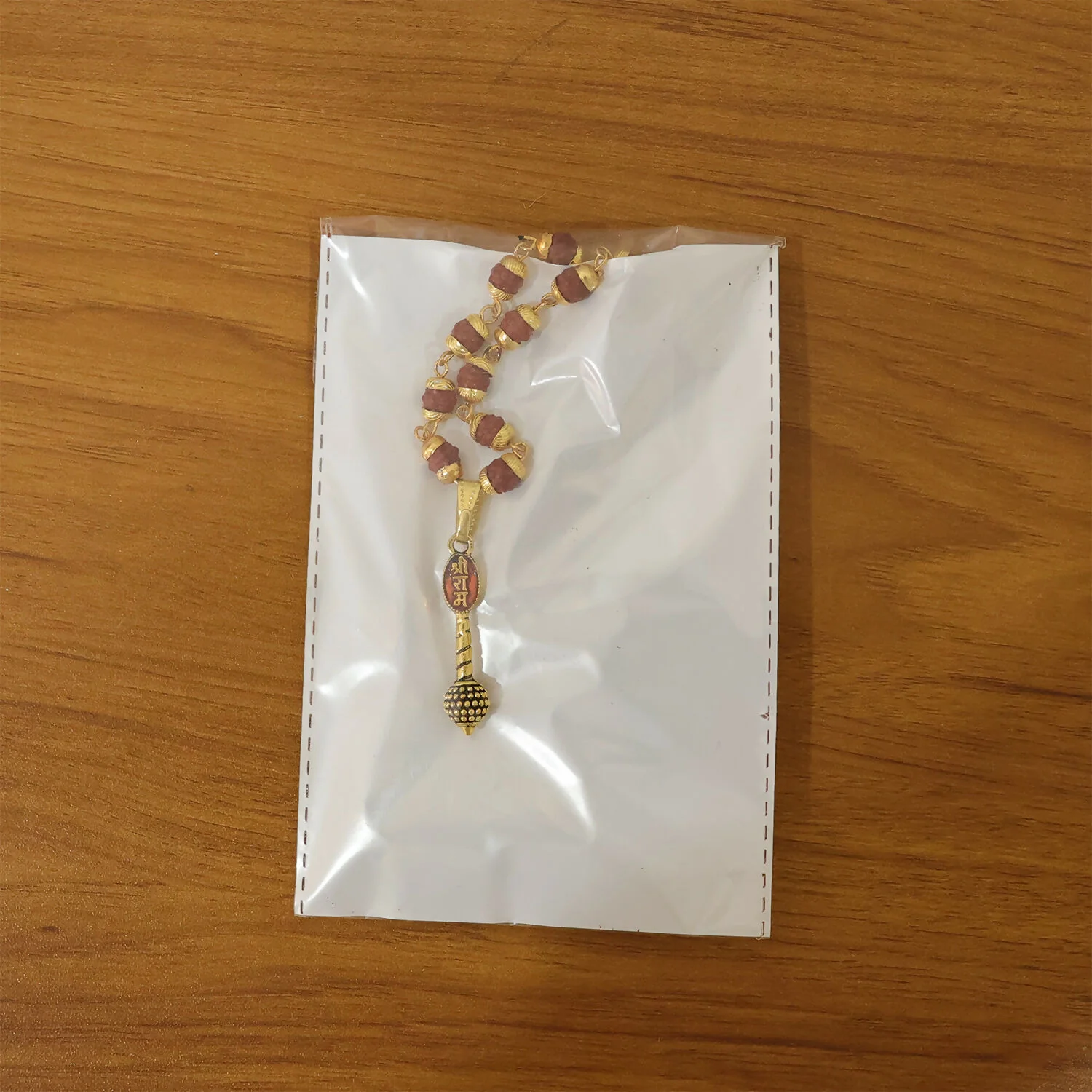 Ram Naam Gada Gold Pendant & Rudraksha Mala - Image 6
