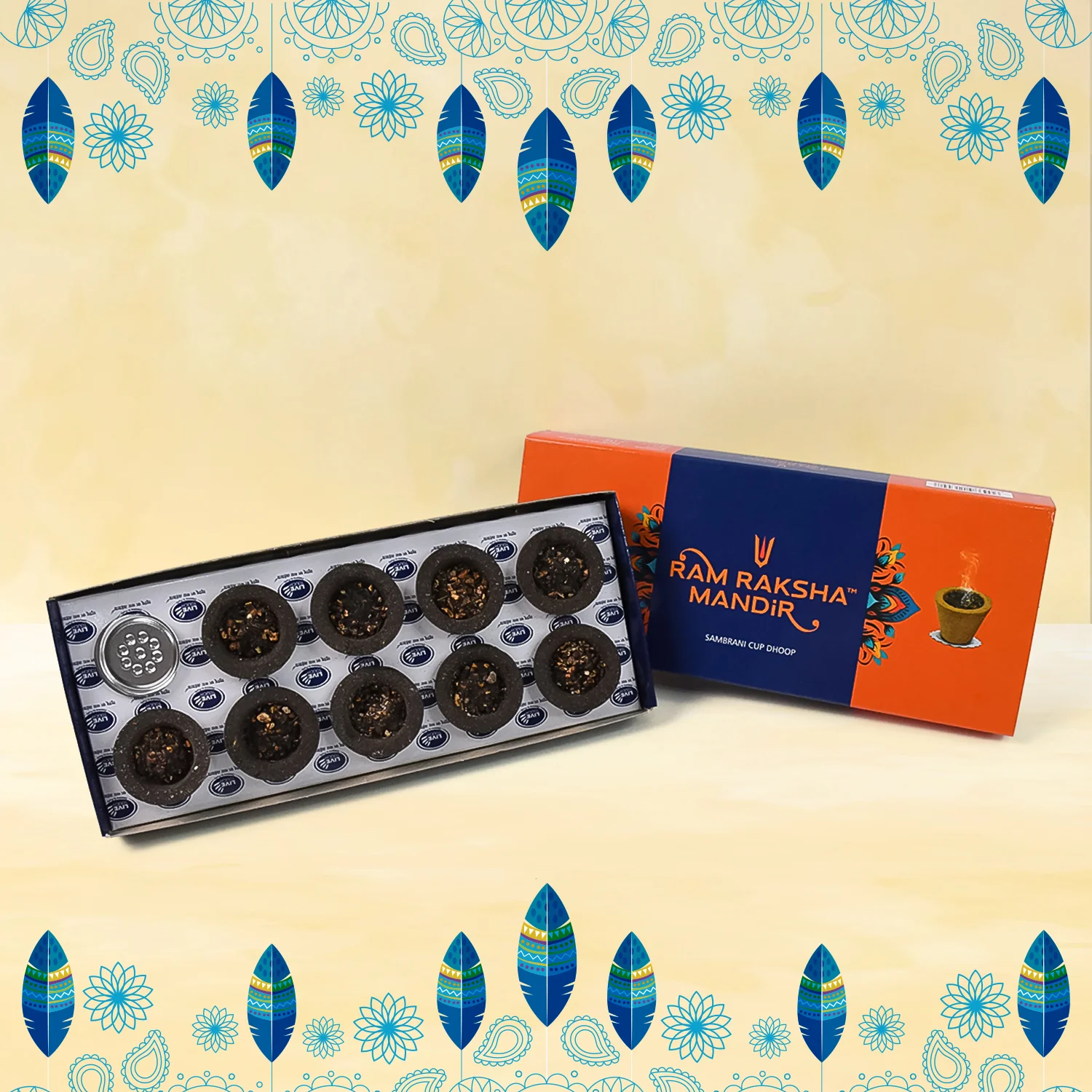Ram Raksha Mandir Sambrani Cup Dhoop (9pc) - Image 2