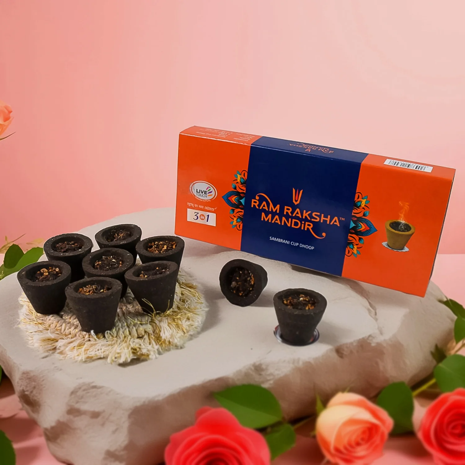 Ram Raksha Mandir Sambrani Cup Dhoop (9pc) - Image 4