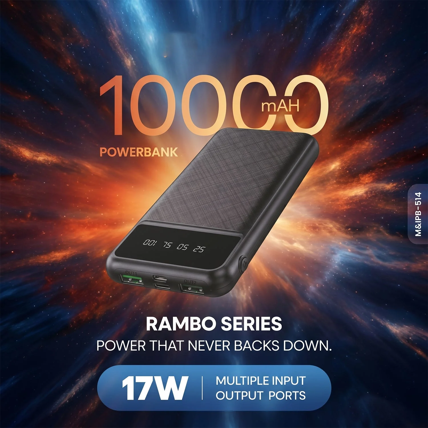 Rambo Series 10000mAh Fast Charging Power Bank, Powerbank (1 Pc, 17W) - Image 4
