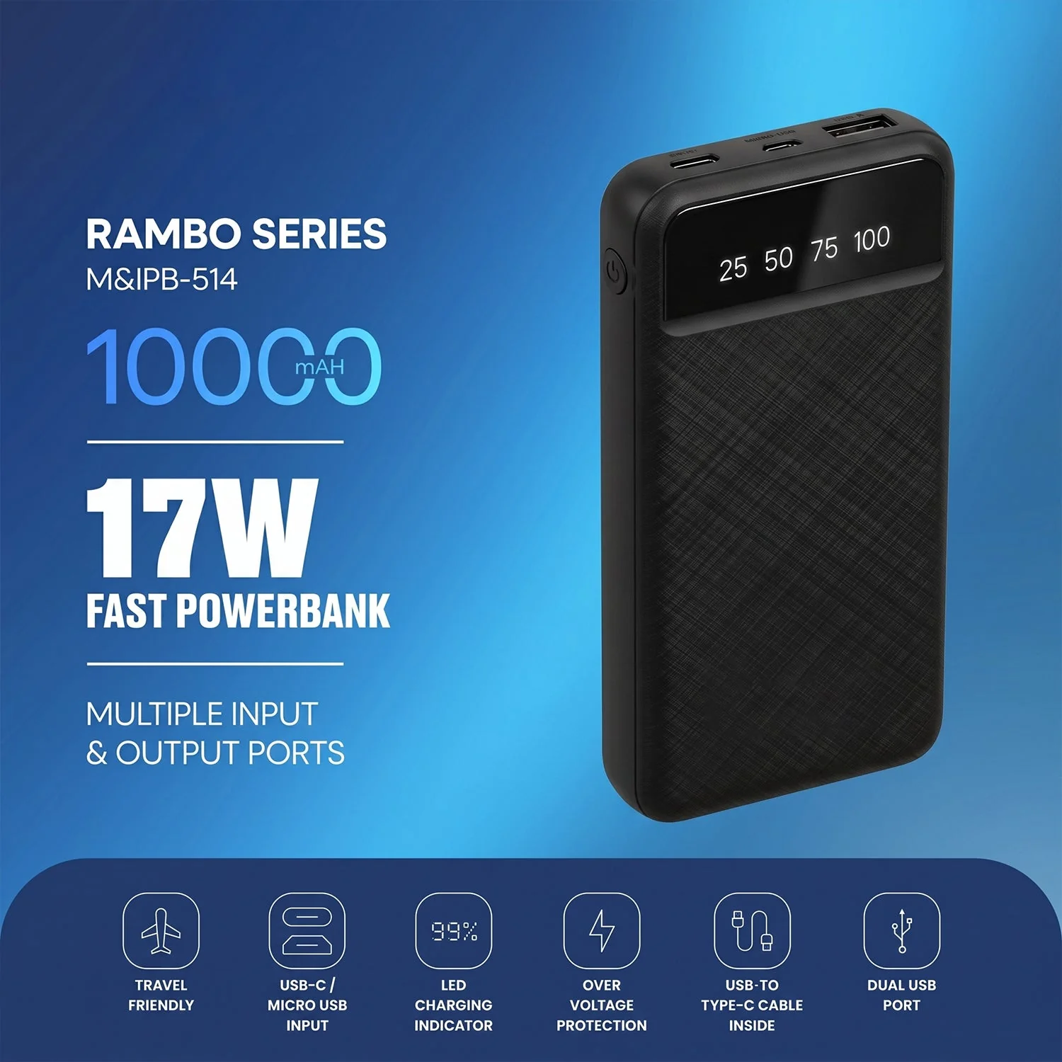 Rambo Series 10000mAh Fast Charging Power Bank, Powerbank (1 Pc, 17W) - Image 6