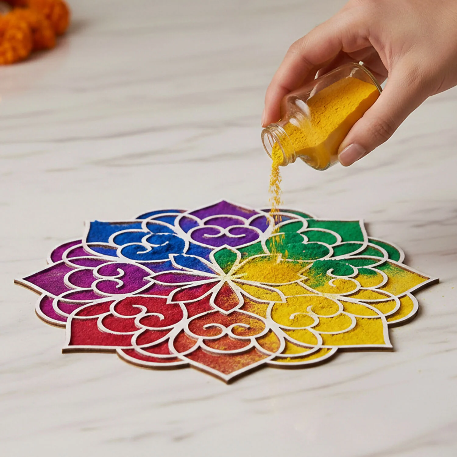 Rangoli Stencil | 16 Inch | Mandala Design for Diwali and Festivals - Image 3