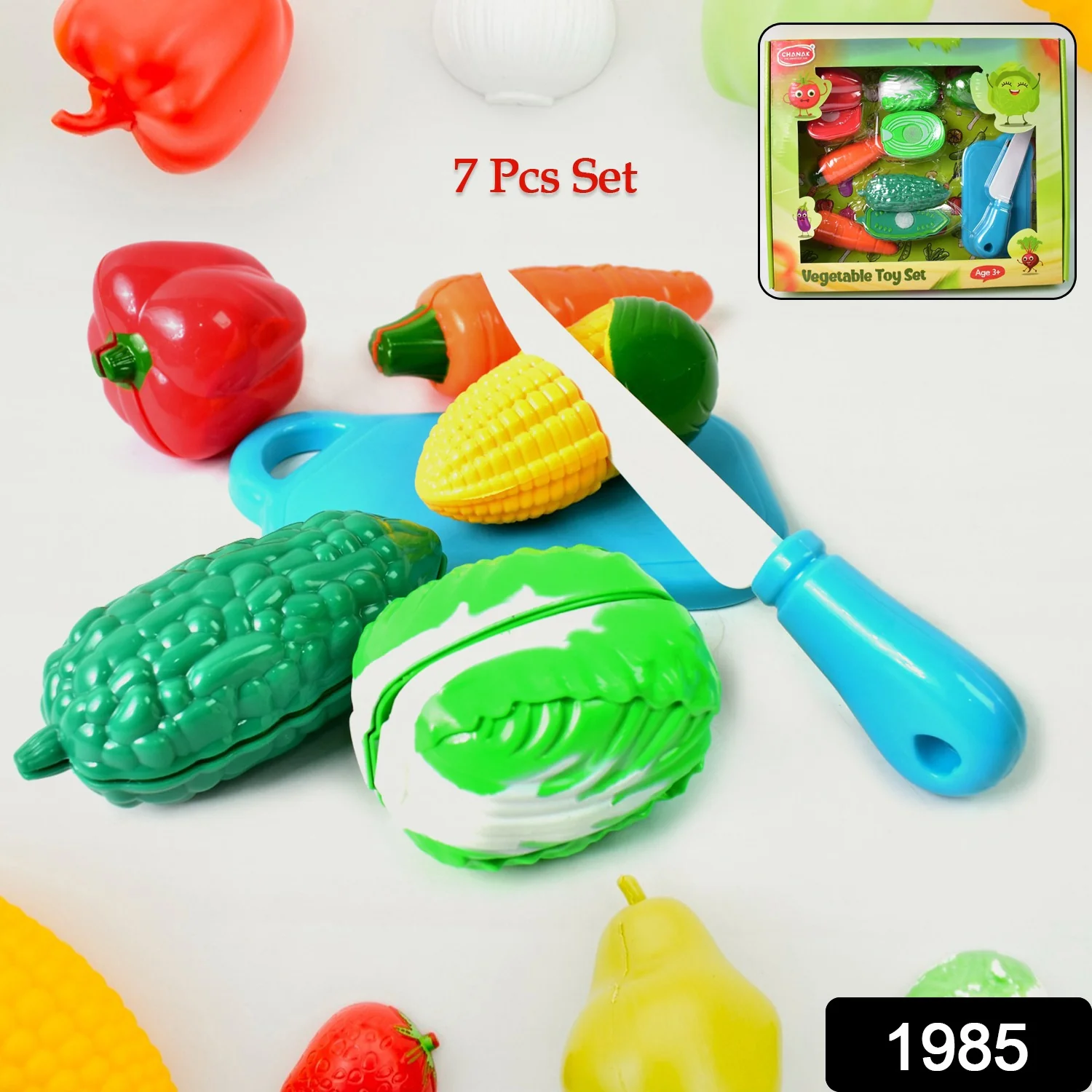 Realistic slice-able fruits and vegetables cut in 2 part play toy set - Image 2