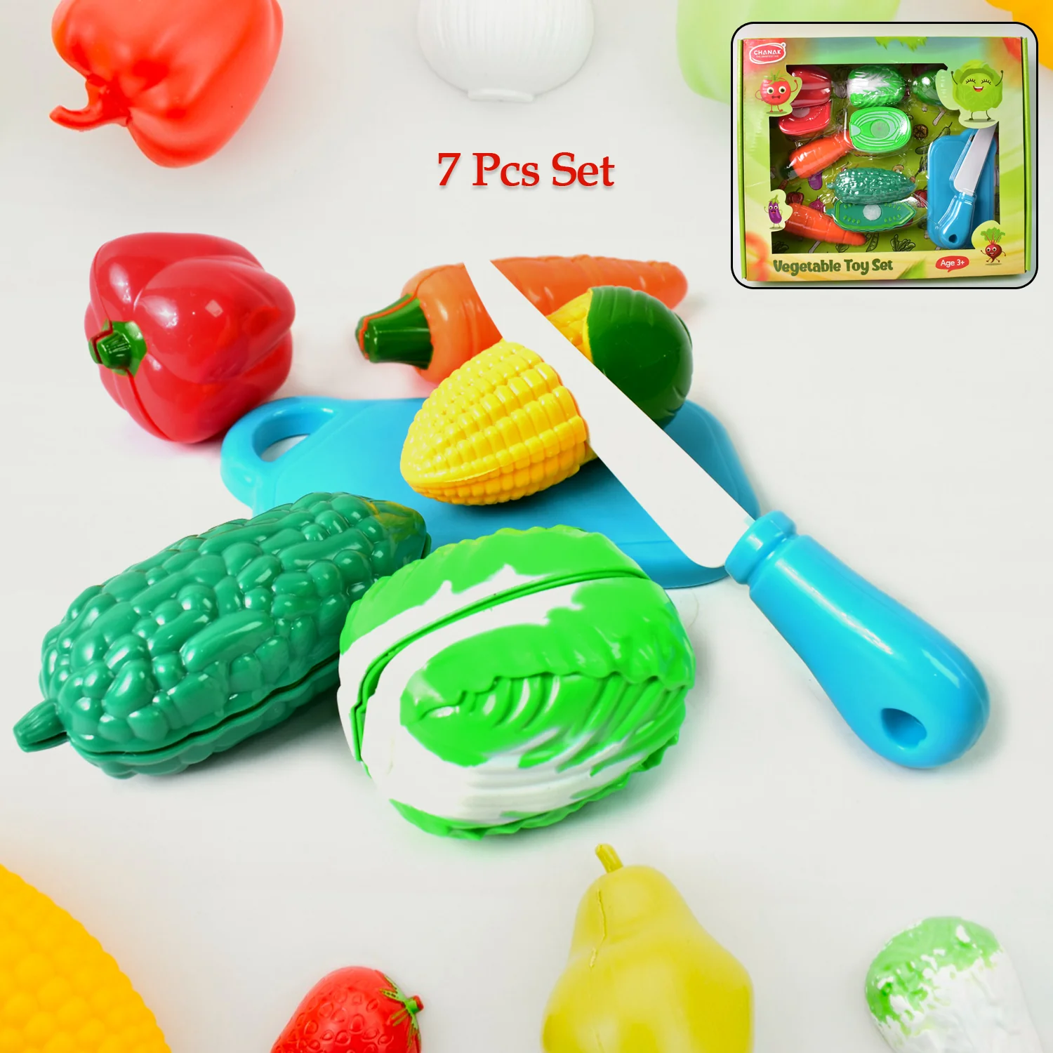Realistic slice-able fruits and vegetables cut in 2 part play toy set - Image 3