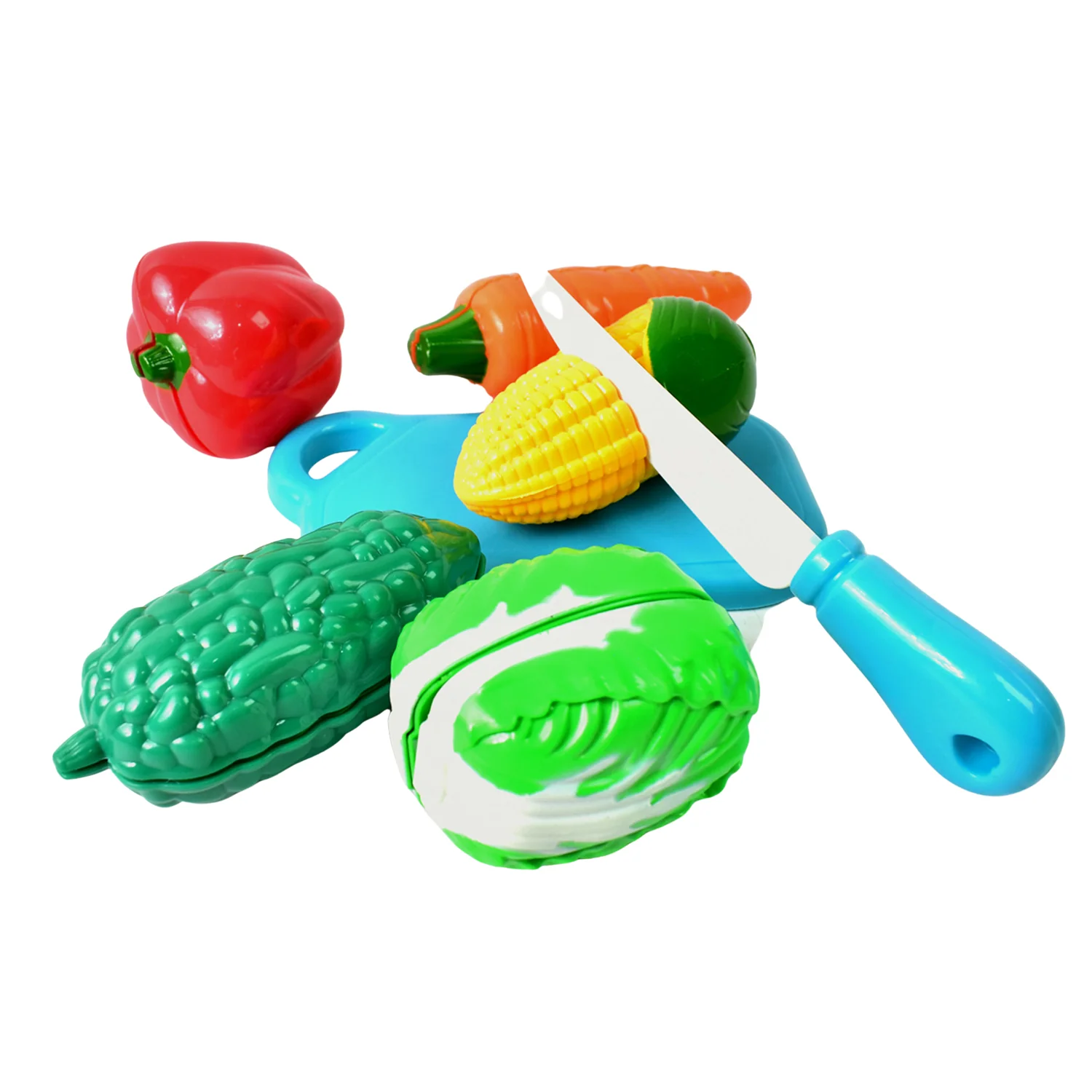Realistic slice-able fruits and vegetables cut in 2 part play toy set - Image 5