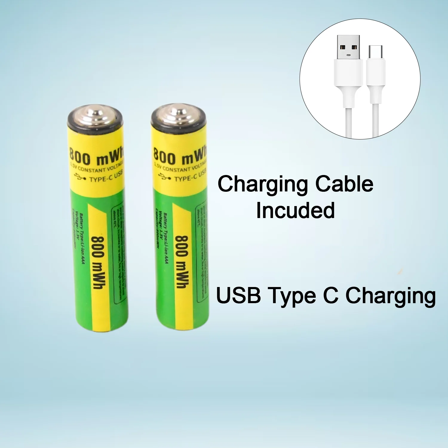 AAA Rechargeable 800 mWh Batteries With Recharging Cable (2 Pc Set) - Image 7