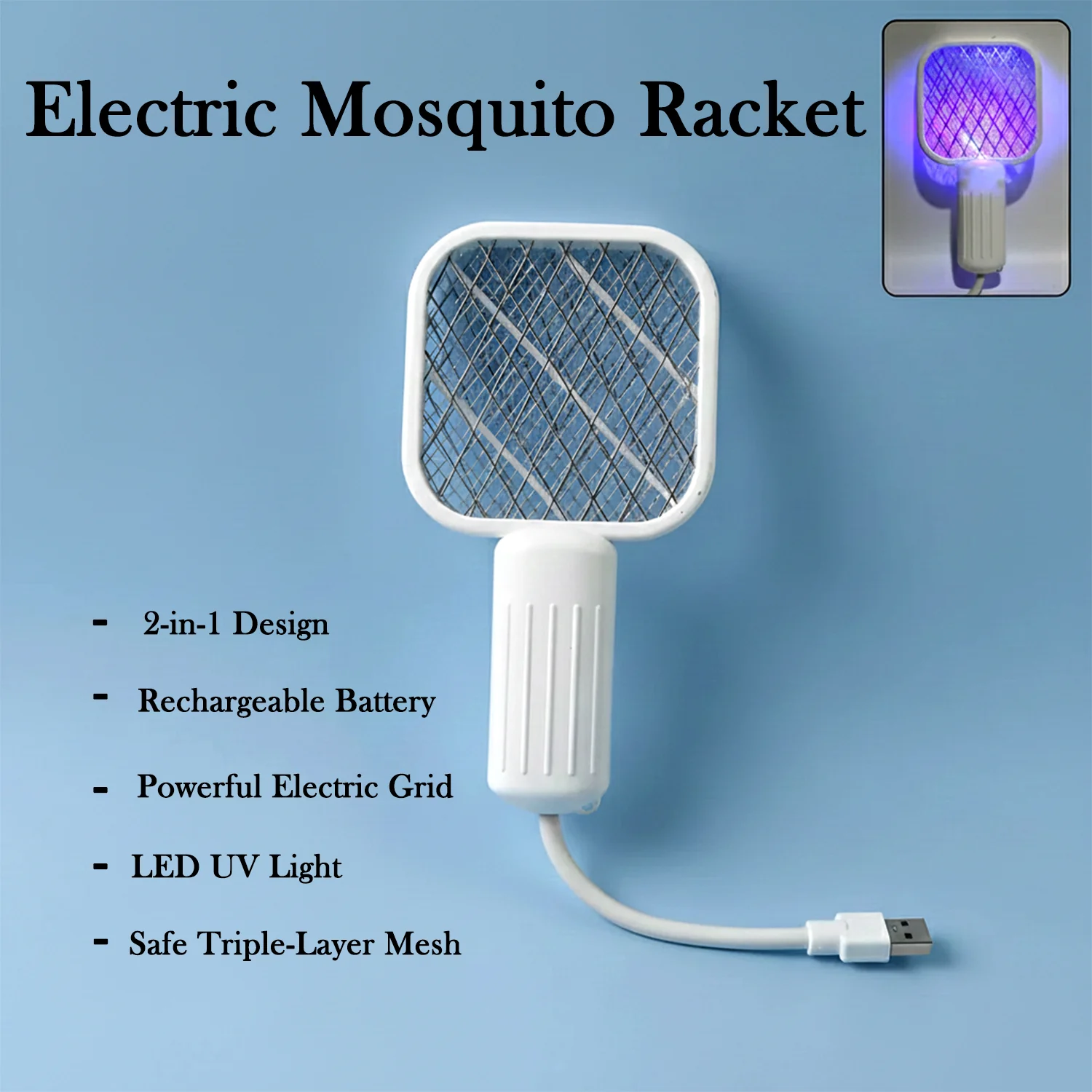 Rechargeable Electric Mosquito Swatter Racket - Image 4